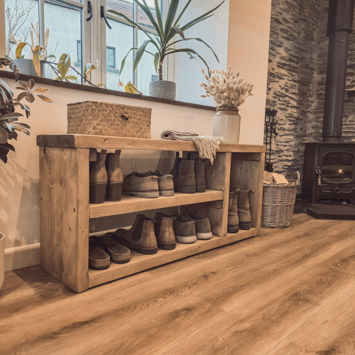 IVARA Shoe Bench Entryway Shoe Storage Rustic Bench For Entryway