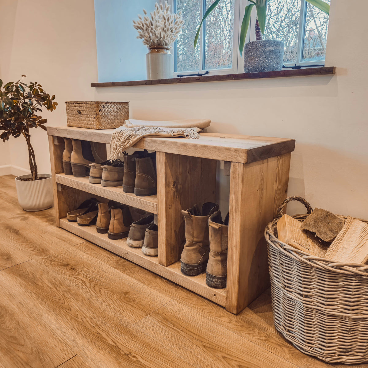 IVARA Shoe Bench Entryway Shoe Storage Rustic Bench For Entryway