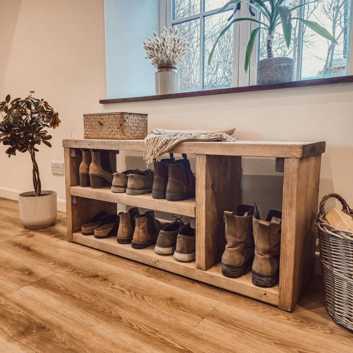 IVARA Shoe Bench Entryway Shoe Storage Rustic Bench For Entryway