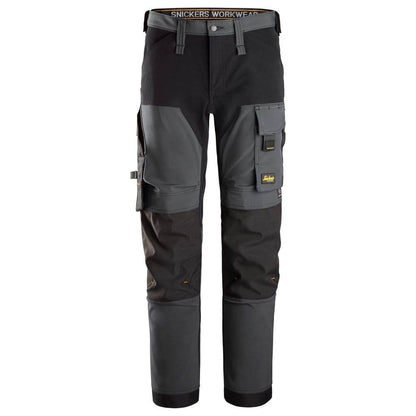 Snickers 6375 AllroundWork 4-way Stretch Trousers Steel Grey/Black, 39" Waist 30" Leg-Snickers 112