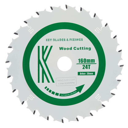 160mm x 20mm x 2.2mm 24 Tooth Track/Circular Saw Blade - 2202