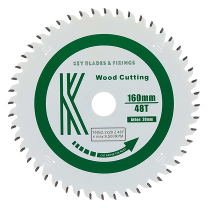160mm x 20mm x 2.2mm 48 Tooth Track/Circular Saw Blade - 2204