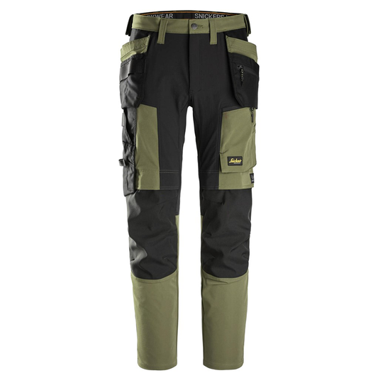 Snickers 6218 AllroundWork Holster Pocket 4-Way Stretch Trousers Khaki Green