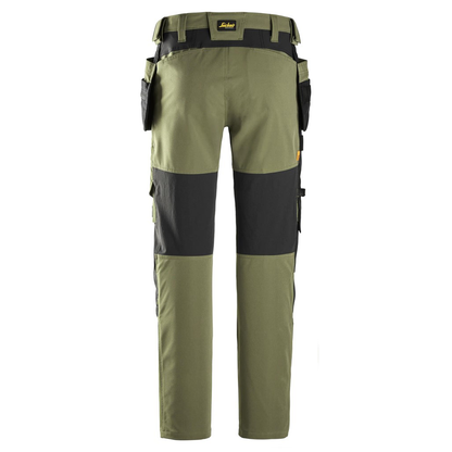 Snickers 6218 AllroundWork Holster Pocket 4-Way Stretch Trousers Khaki Green