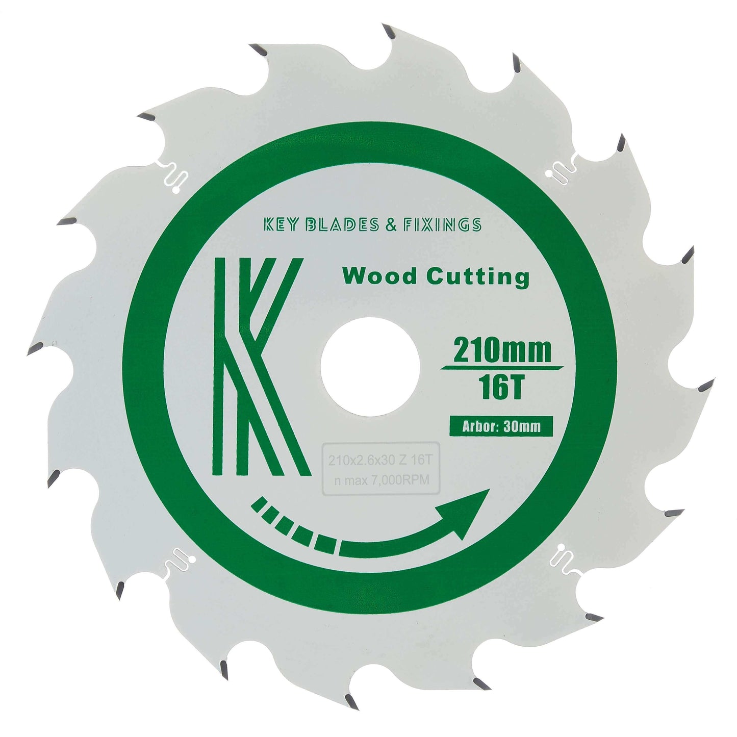 210mm x 30mm x 2.6mm 16T ATB Circular Track Saw Blade - Cougar