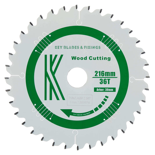 216mm x 30mm x 2.4mm 36T ATB (Neg Rake) Festool KS60 Circular Saw Blade - 2501