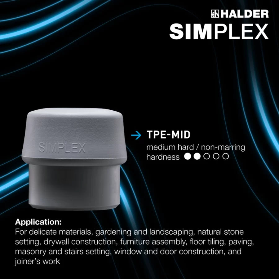 Halder Simplex soft-face mallet, aluminium housing - TPE-soft / TPE-mid