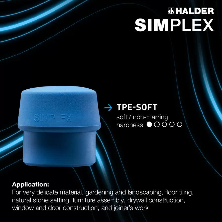 Halder Simplex soft-face mallet, aluminium housing - TPE-soft / TPE-mid