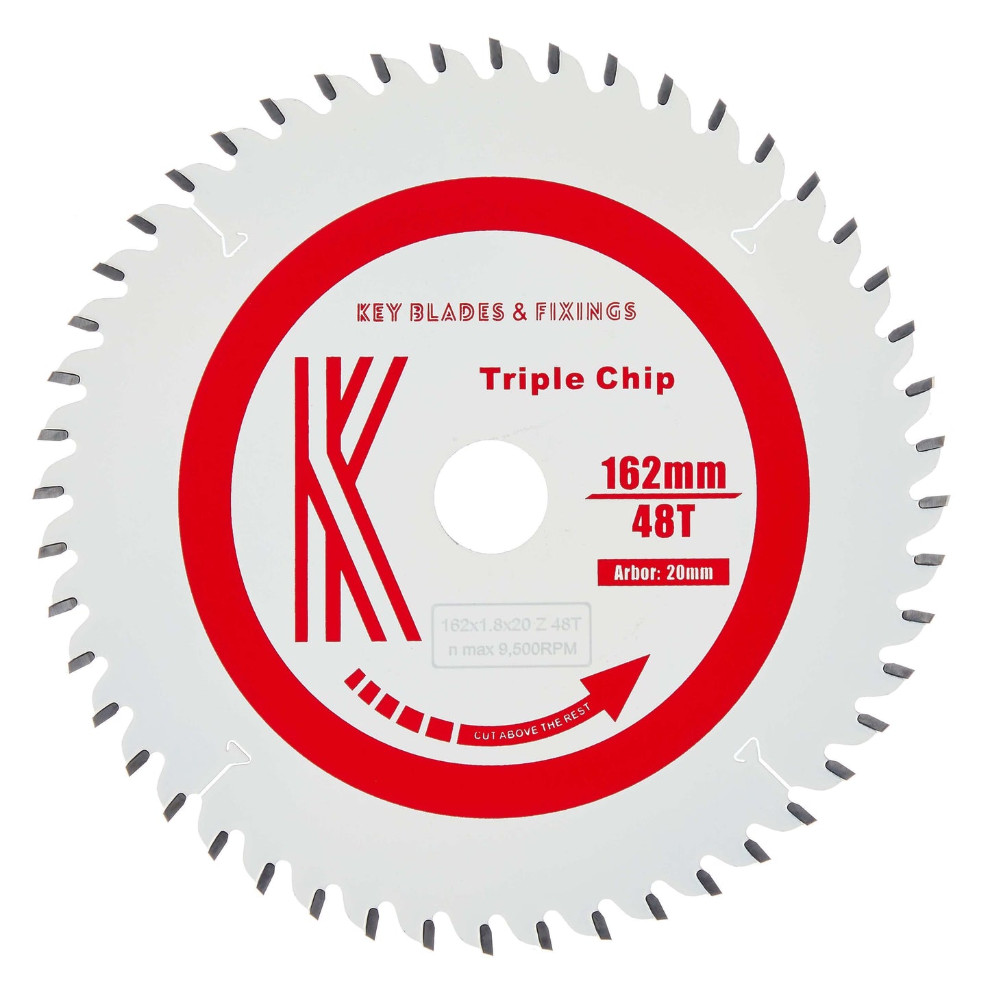 162mm x 20mm x 1.8mm 48 Tooth TCG Track Circular Saw Blade (Solid Surface) - 3205