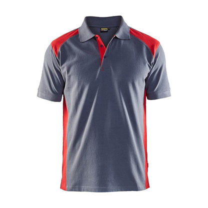 Blaklader 3324 Short Sleeve Polo Shirt Grey/Red Large