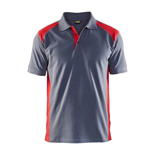 Blaklader 3324 Short Sleeve Polo Shirt Grey/Red Large