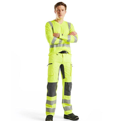Blaklader 3386 Hi-Vis UV-Protected Long Sleeve V-Neck T-Shirt