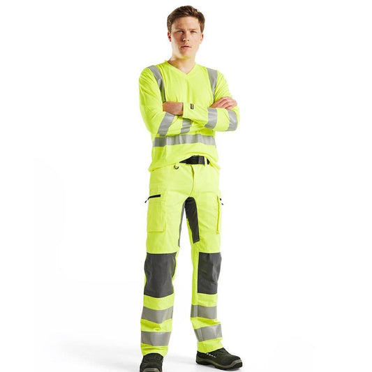 Blaklader 3386 Hi-Vis UV-Protected Long Sleeve V-Neck T-Shirt