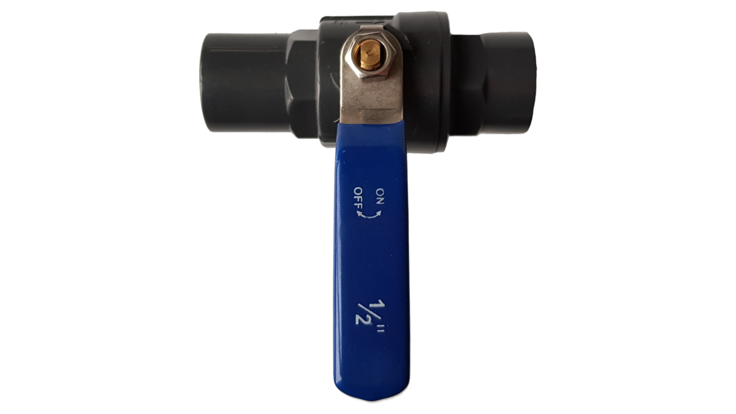 PP 1/2" BSPF Stopcock with Stainless Steel Ball Valve and Handle