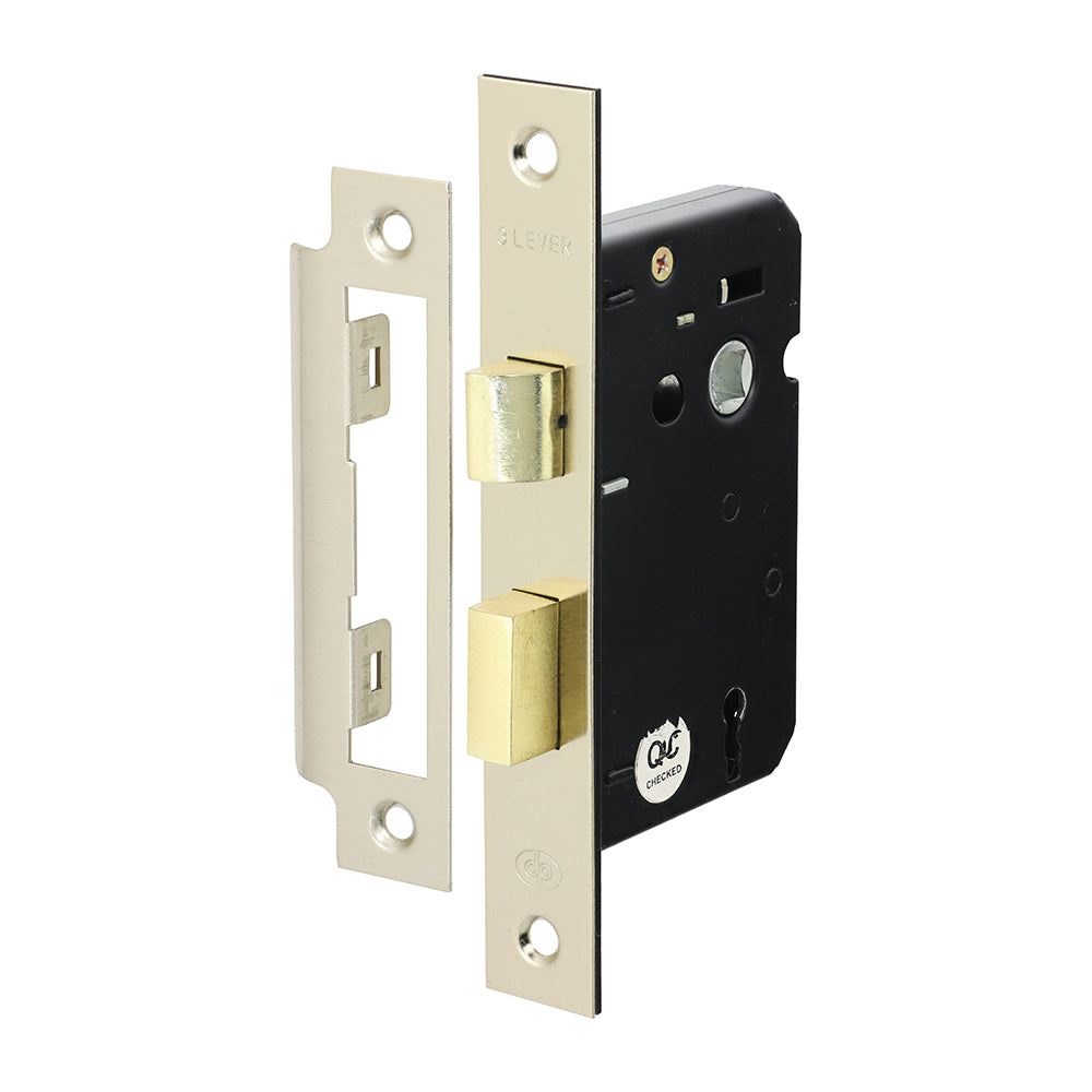 3 Lever Sashlock with Extra Long Keys - Satin Nickel (63mm Case / 45mm Backset)