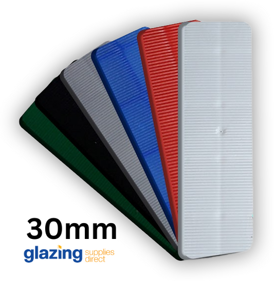 30mm x 100mm Flat Plastic Glazing Packers – Colour-Coded Shims for Windows & Doors | Made in UK