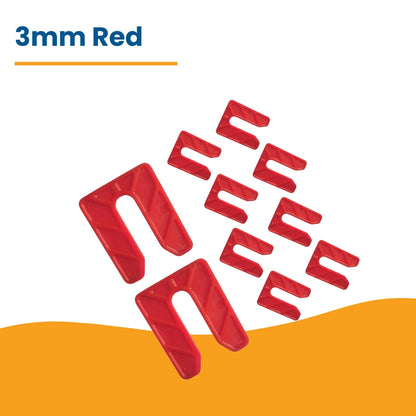 U Packers 3mm Red - Polypropylene Plastic Shims for Windows, Doors & Leveling