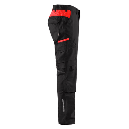 Blaklader 1448 Industry Stretch Kneepad Trousers Black/Red