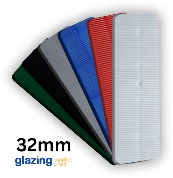 32mm x 100mm Flat Plastic Glazing Packers – Colour-Coded Shims for Windows & Doors | Made in UK