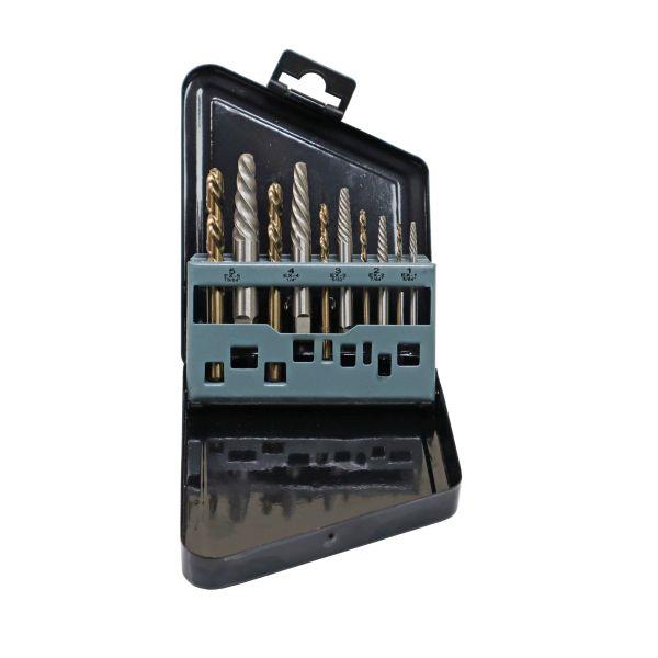 US PRO INDUSTRIAL 10PC M35 Cobalt Left Hand Drill Bit & Screw Extractor Set - Easy Out - 7080