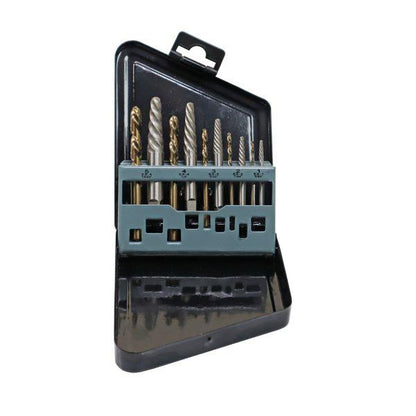 US PRO INDUSTRIAL 10PC M35 Cobalt Left Hand Drill Bit & Screw Extractor Set - Easy Out - 7080