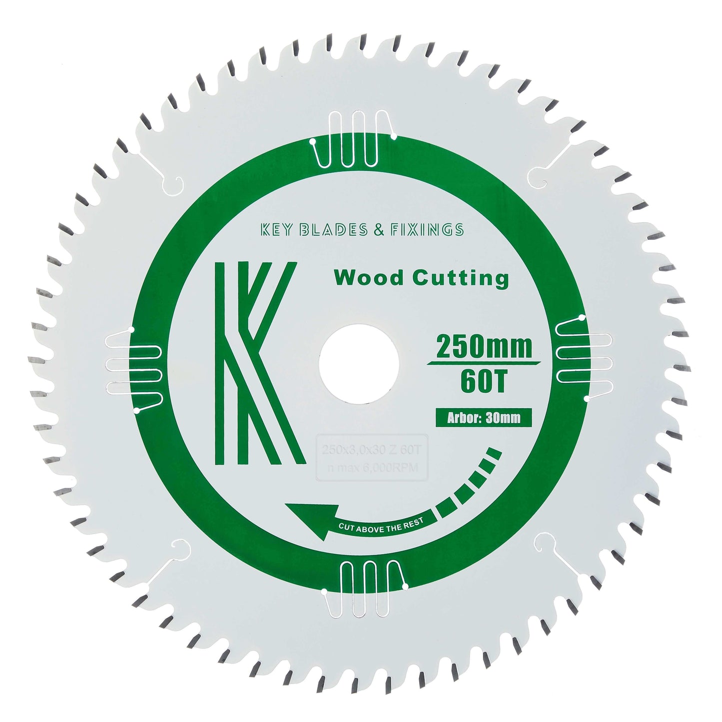 250mm x 30mm x 3.0mm 60 Tooth ATB Circular Saw Blade - 6102