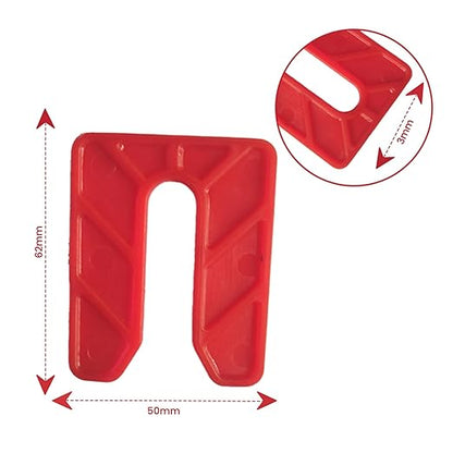 U Packers 3mm Red - Polypropylene Plastic Shims for Windows, Doors & Leveling