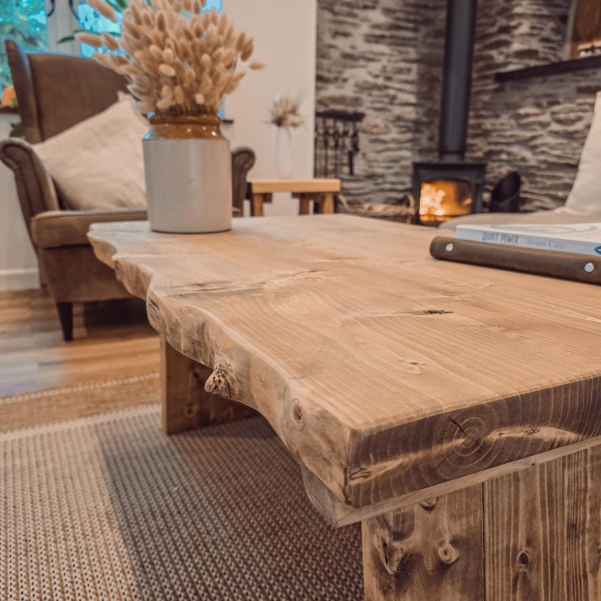 LINA Angled Legs Chunky Live / Waney Edge Coffee Table