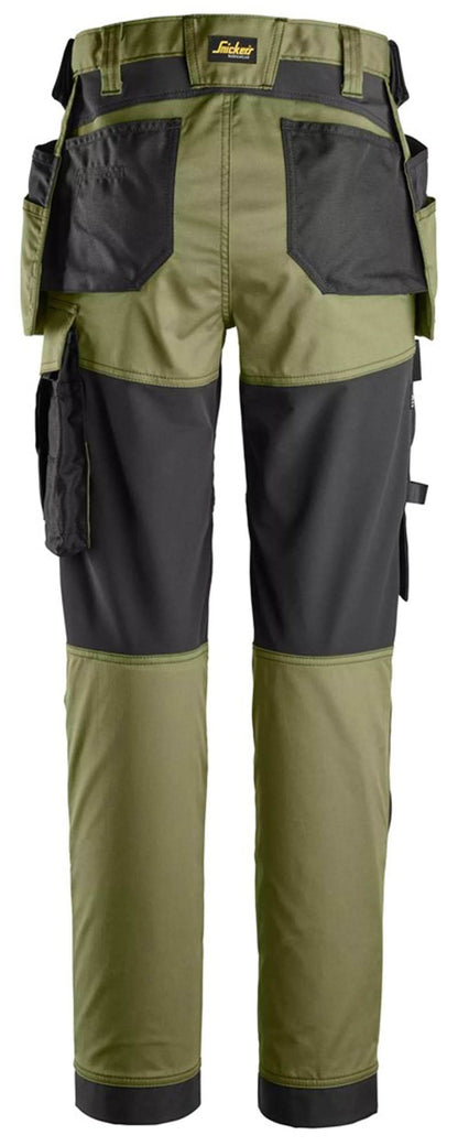 Snickers 6247 Khaki Green AllroundWork Women's Stretch Trousers Holster Pockets