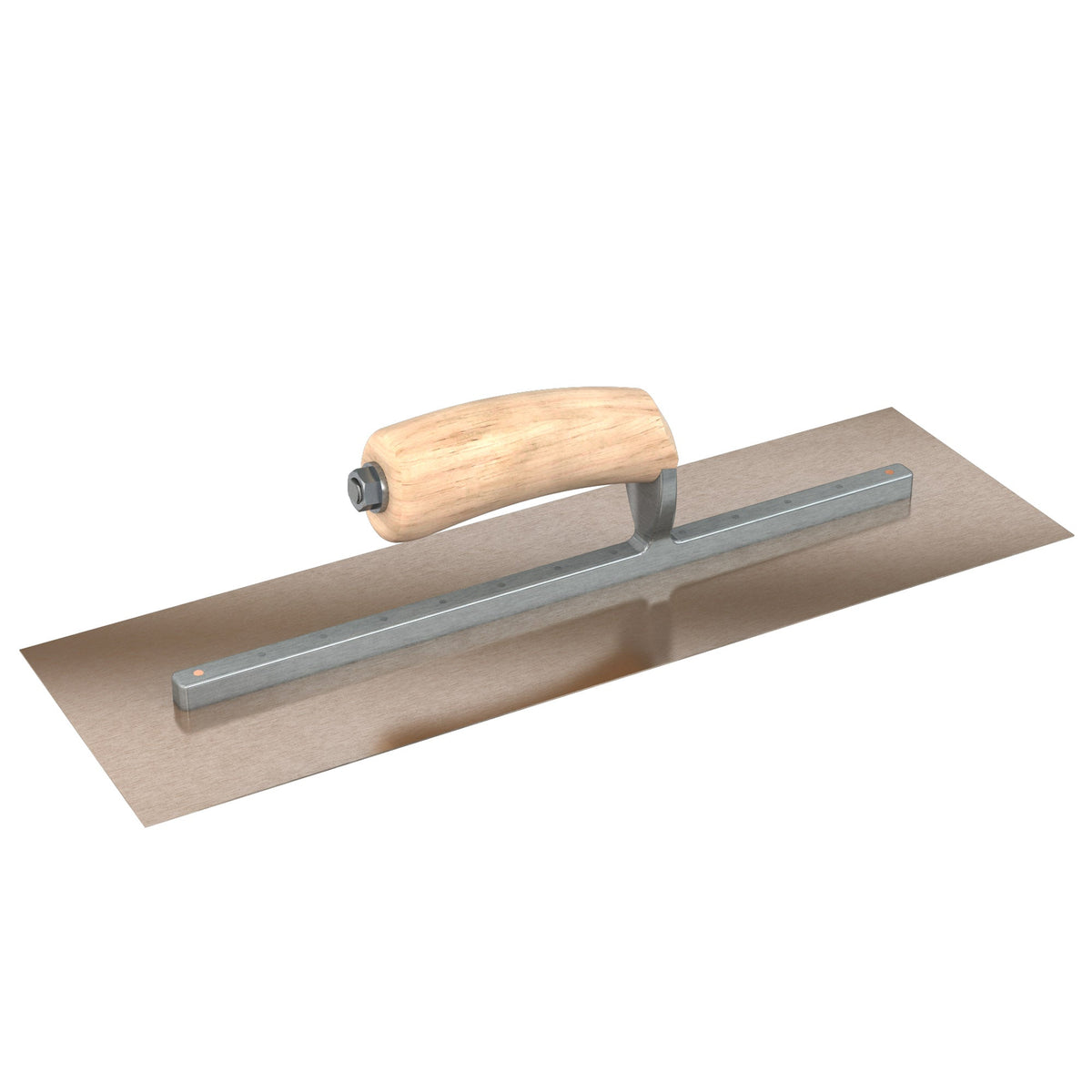 Bon Tool Golden Stainless Steel Square End Finish Trowel - Long Shank - Camel Back Wood Handle