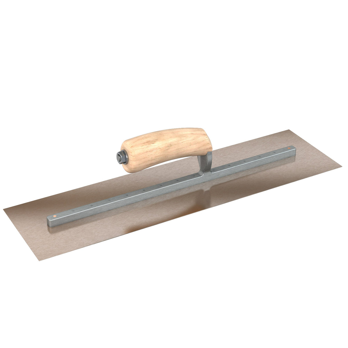 Bon Tool Golden Stainless Steel Square End Finish Trowel - Long Shank - Camel Back Wood Handle