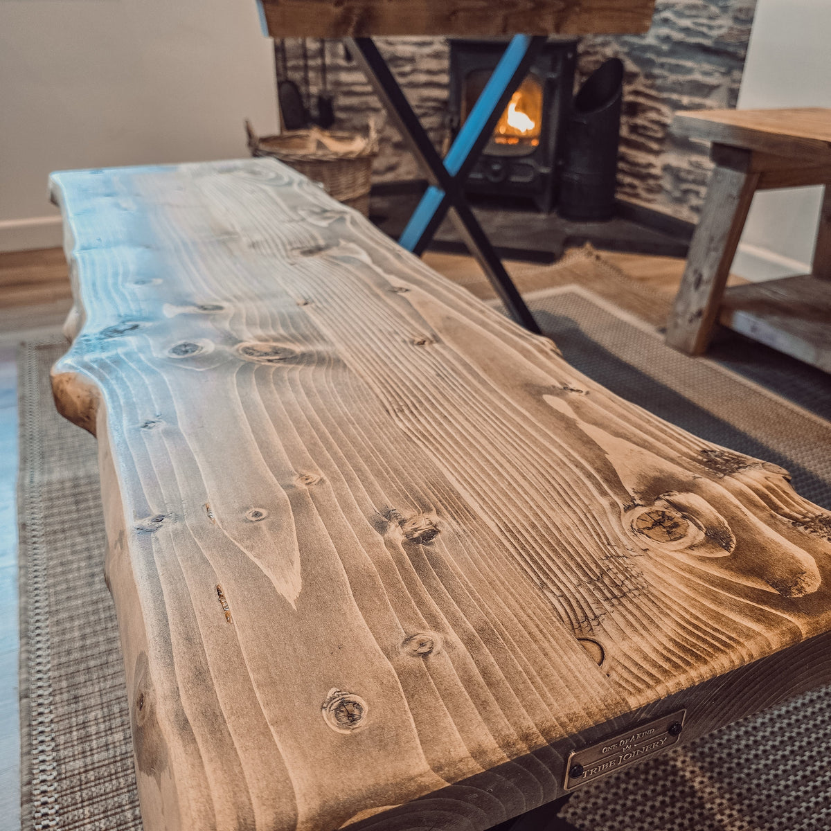 Bench For Dining Table Live / Waney Edge With Metal X Legs