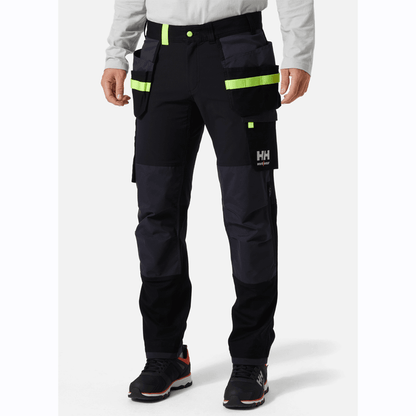 HELLY HANSEN 77405 OXFORD 4-WAY STRETCH CONSTRUCTION WORK PANT TROUSER BLACK / GREY