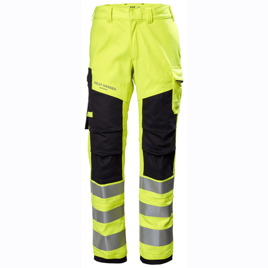 Helly Hansen 77451 Fyre Flame Retardant Work Pants, Class 2 Hi-Vis Yellow/Ebony, 31" Waist 31.5" Leg-C46