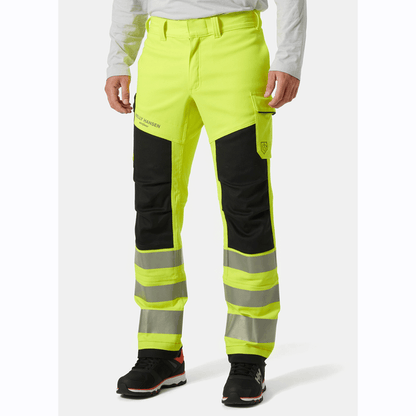 Helly Hansen 77451 Fyre Flame Retardant Work Pants, Class 2 Hi-Vis Yellow/Ebony, 31" Waist 31.5" Leg-C46