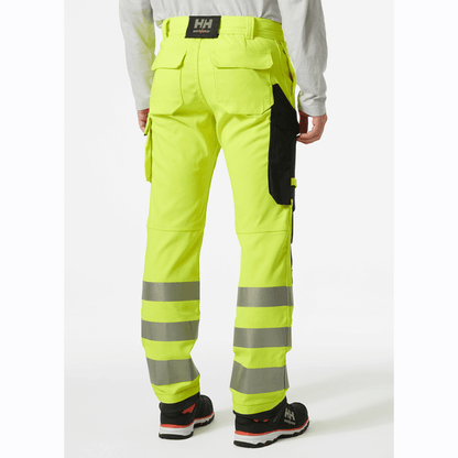 Helly Hansen 77451 Fyre Flame Retardant Work Pants, Class 2 Hi-Vis Yellow/Ebony, 31" Waist 31.5" Leg-C46