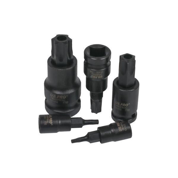 US PRO INDUSTRIAL 15pc Impact Tamper Star Torx Bit Sockets - 1/4" 3/8" 1/2" Drives T6 - T70 7531