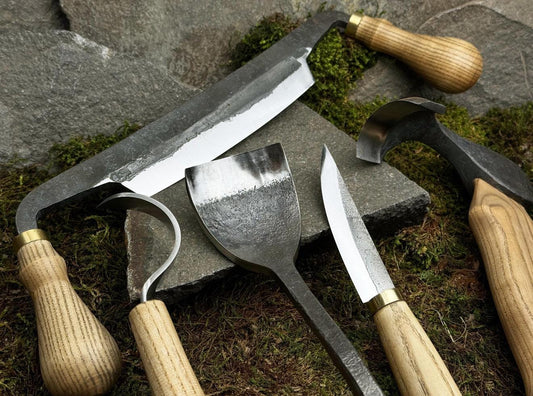 Handmade Wood Carving Tools: 7-Piece High Carbon Steel Knife Set