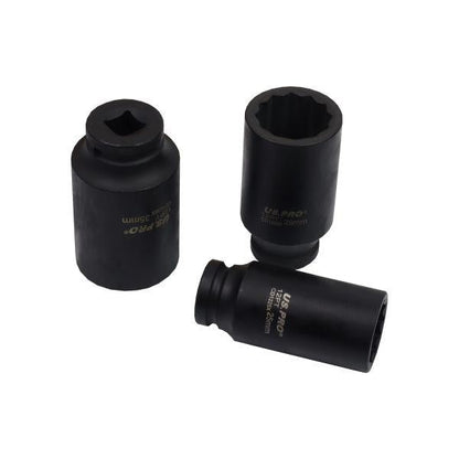 US PRO Tools 12pc Deep Impact Socket Set 25mm-36mm 1/2" Drive 12PT 7543