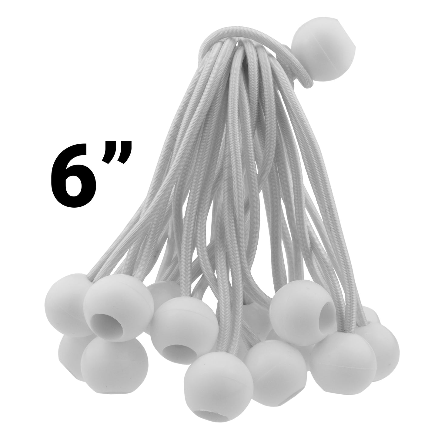 Silver XL-Grade Tarpaulin with 20 x 6" Bungee Balls (White)