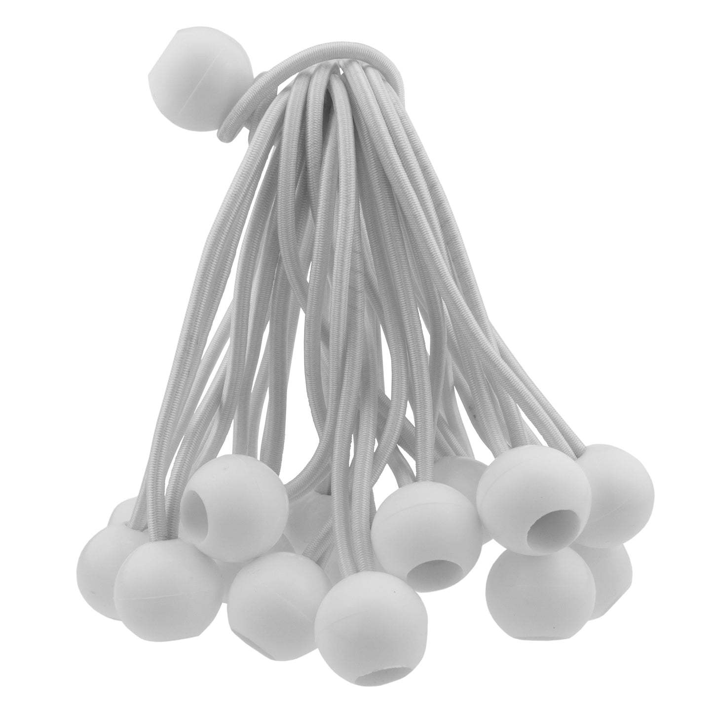 White M-Grade Tarpaulin with 20 x 6" Bungee Balls (White)