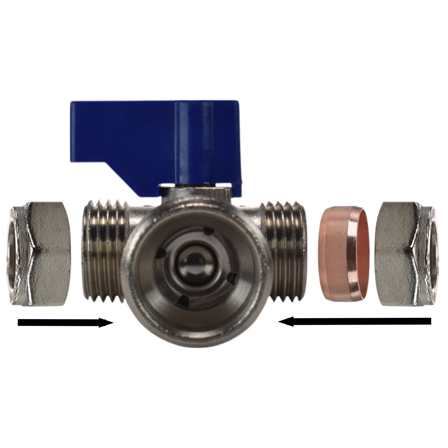 Brass Compression Tee Valve 15mm - ¾” BSP Male