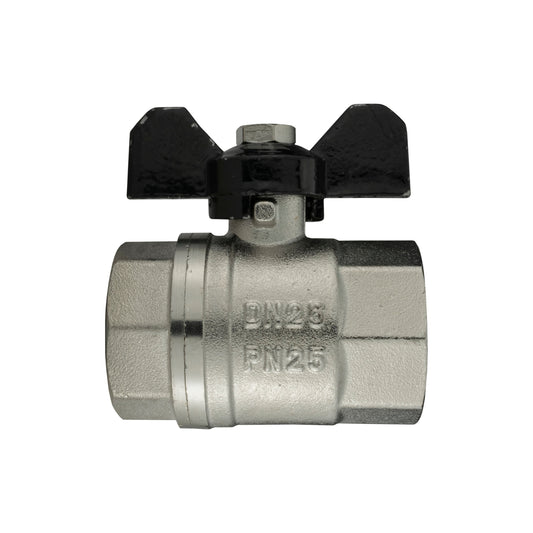 Brass Nickel-Plated Butterfly Valve 1" BSPF