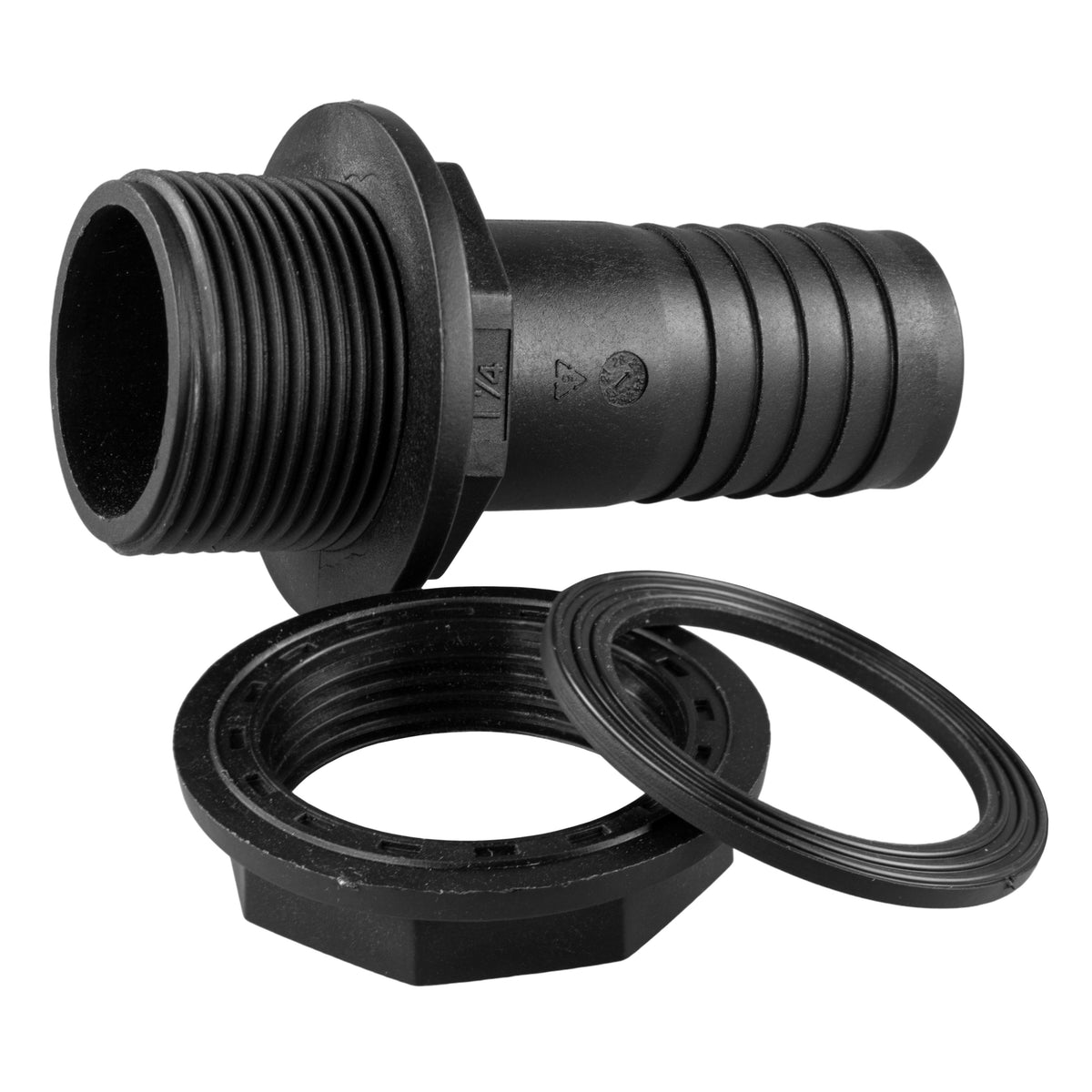Tank Connector with Washer & Nut 1"BSPM - 1" Barb
