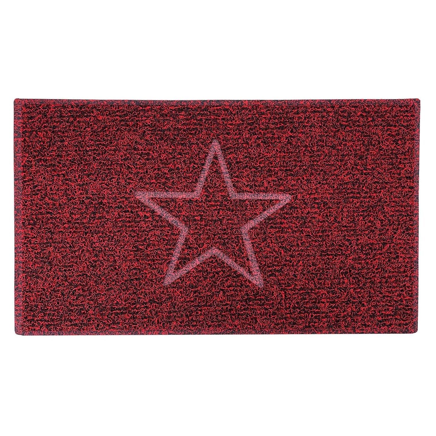 Embossed Star Spaghetti Door Mat - Red & Black