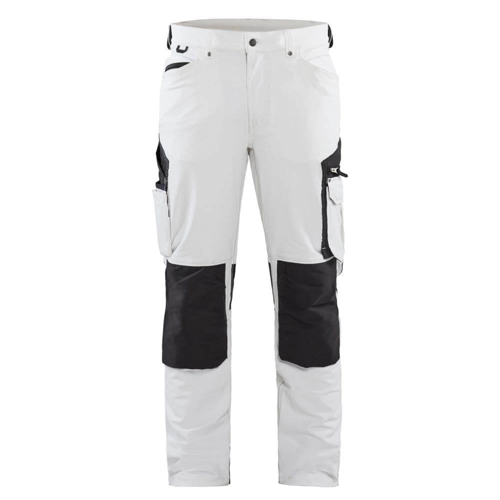 Blaklader 1089 4-Way Stretch Painters Work Trousers White/Dark Grey, 34" Waist Short Leg