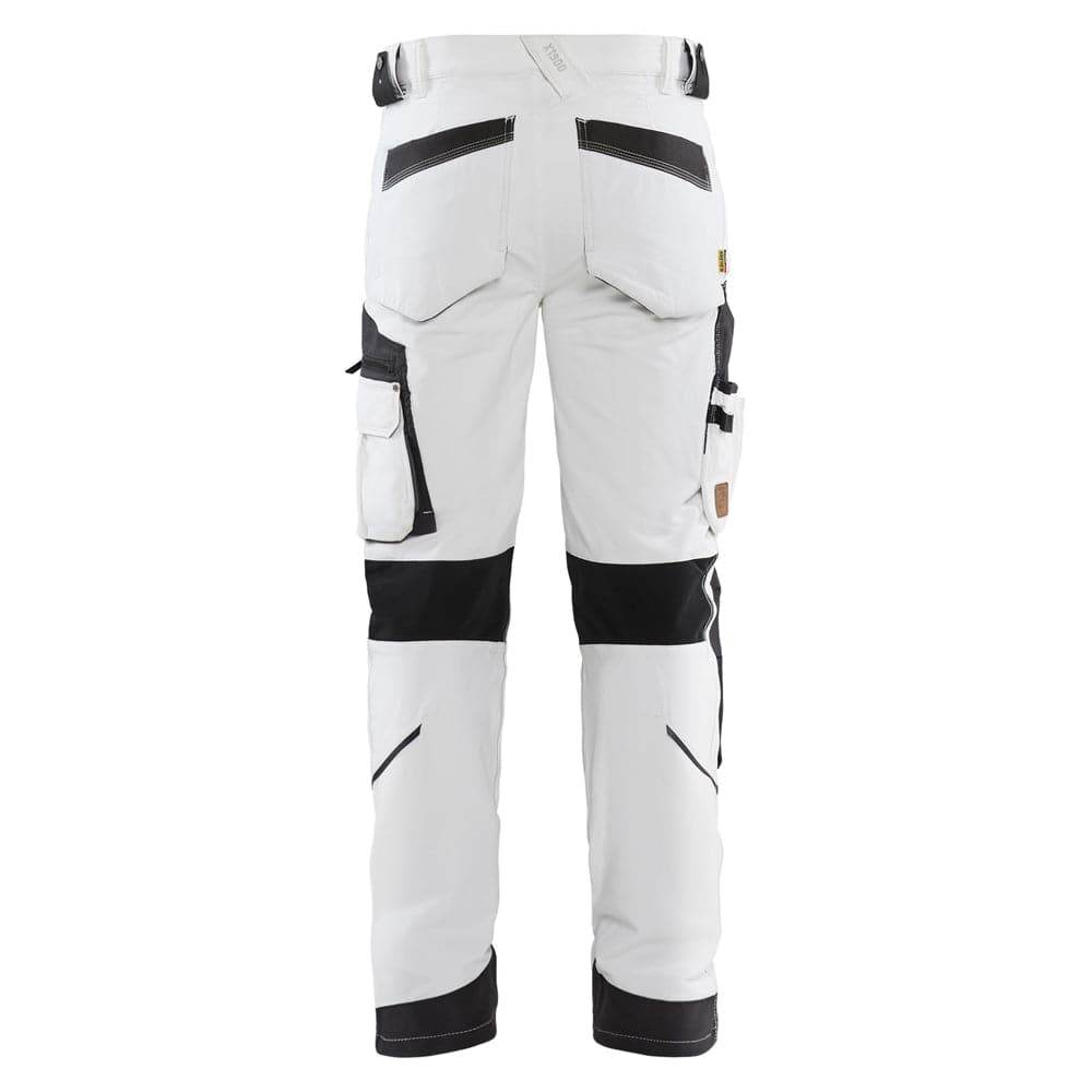 Blaklader 1089 4-Way Stretch Painters Work Trousers White/Dark Grey, 34" Waist Short Leg