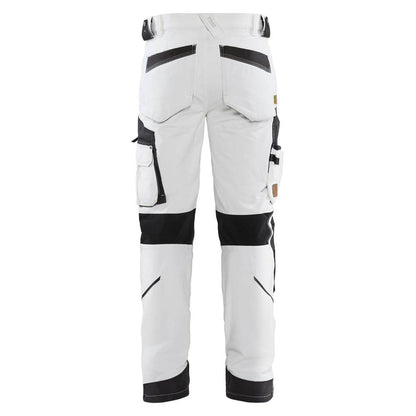 Blaklader 1089 4-Way Stretch Painters Work Trousers White/Dark Grey, 34" Waist Short Leg