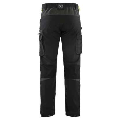 Blaklader 1422 4-Way Stretch Service Work Trousers Black / Hi-Vis Yellow