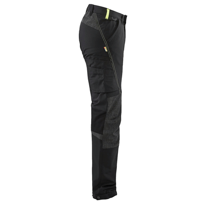 Blaklader 1422 4-Way Stretch Service Work Trousers Black / Hi-Vis Yellow
